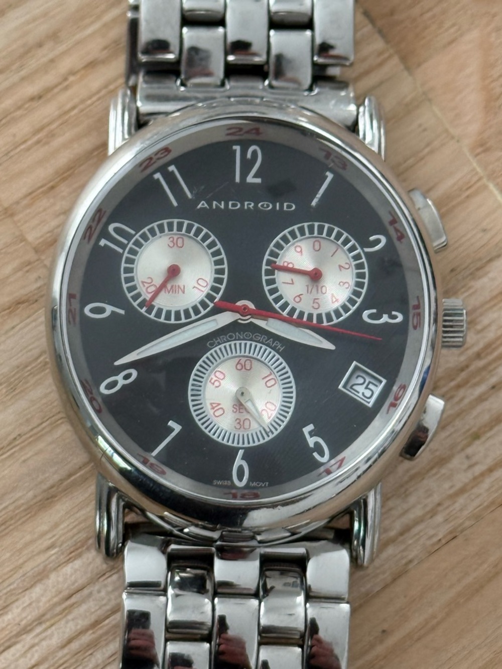 Android USA Rare Cocoon Chronograph Men’s Watch Oval Dial Stainless Bracelet